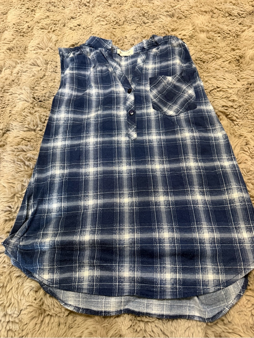 Women's Navy Plaid Sleeveless Skirt size large